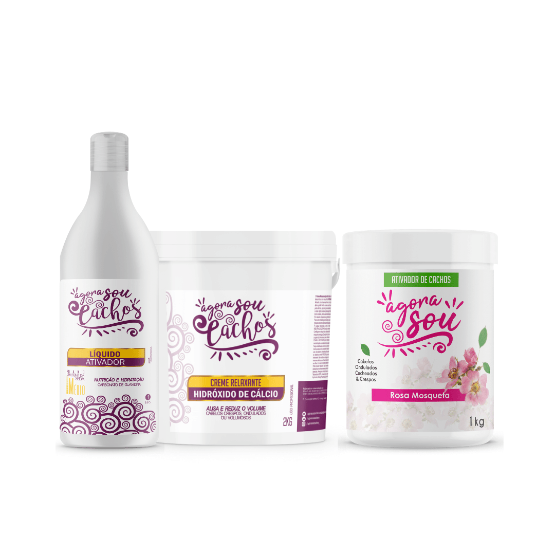 Kit Creme Relaxante Hidróxido De Cálcio 2kg - Agora Sou + Ativador Cachos 1kg