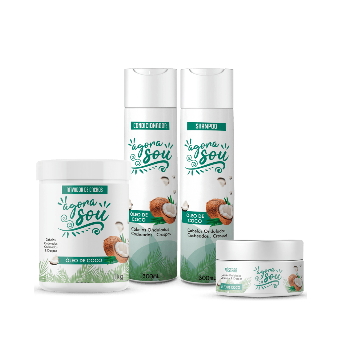 KIT CACHOS ESSENCIAL PLUS - Óleo de Coco